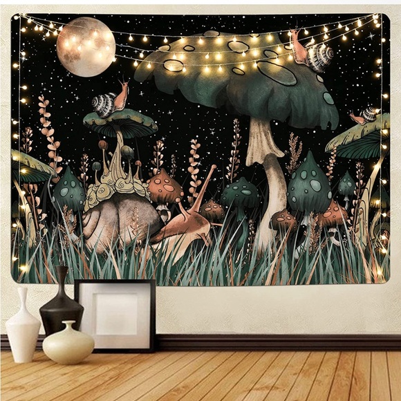 Mushroom, snail, plant tapestry, indie aesthetic, 56x56 - Picture 1 of 3